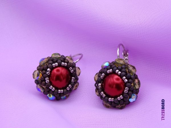 Bordeaux Pearl Beaded Earrings - Image 5