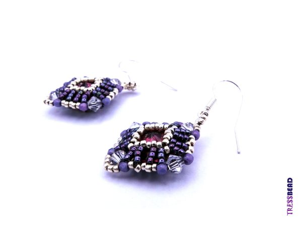 Stunning Purple Beaded Dangle Earrings - Image 3