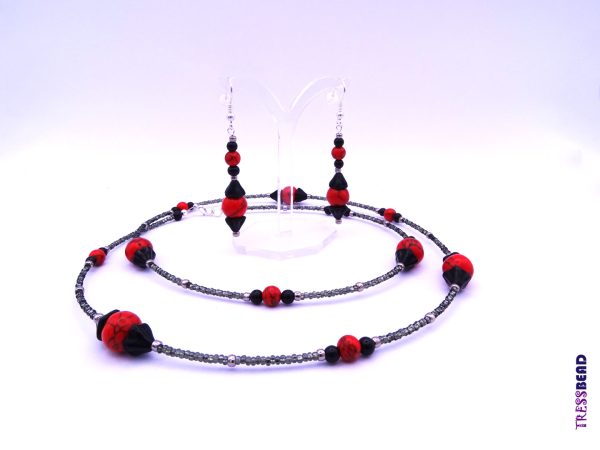 Red-Black Beaded Set - Image 5