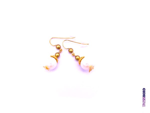 Golden Butterfly Pearl Dangle Earrings - Image 6