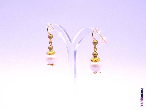 Golden Butterfly Pearl Dangle Earrings - Image 4