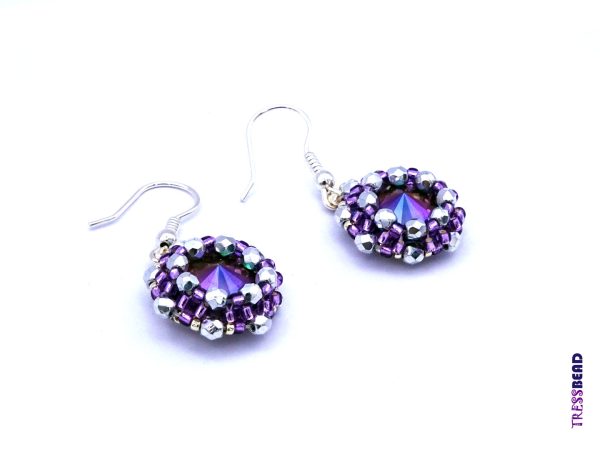 Purple Handwoven Beaded Dangle Earrings