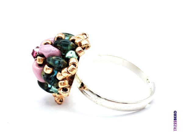 Rose Flower Design Beaded Ring - Image 3