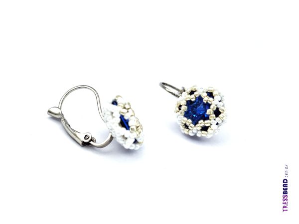 navy blue rivoli beaded earrings