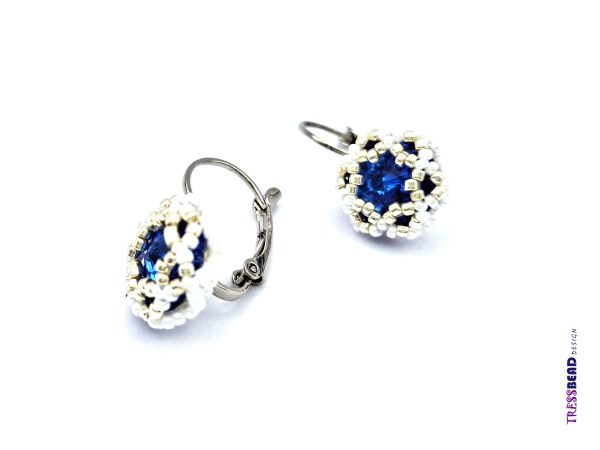 navy blue rivoli beaded earrings