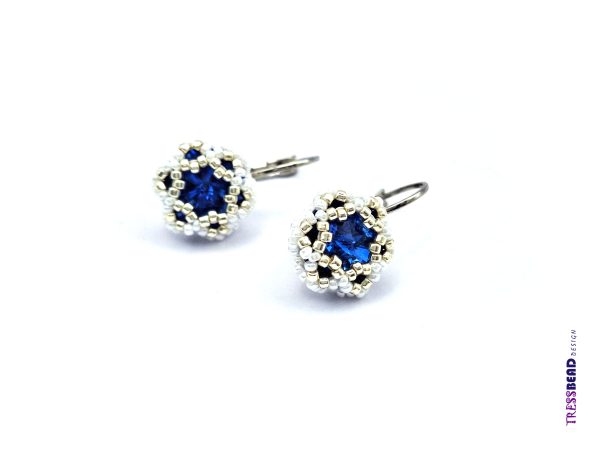 Navy Blue Beaded Earrings - Image 4