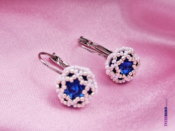 navy blue rivoli beaded earrings