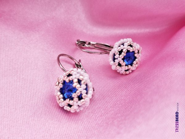 navy blue rivoli beaded earrings