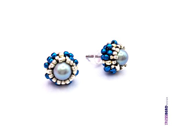 Blue Beaded Stud Earrings - Image 6