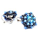 Ocean blue rivoli lever back beaded earrings