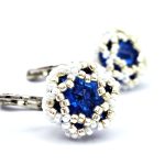 navy blue rivoli beaded earrings