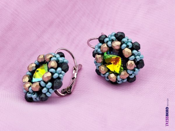 beaded rivoli earrings