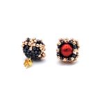 Red Pearl  Beaded Stud Earrings