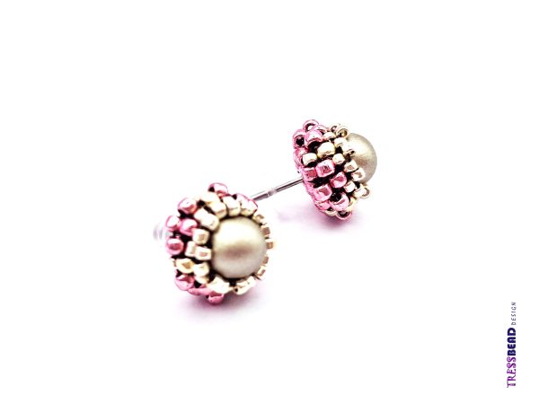 Pink / Satin Sage Stud Earrings - Image 2