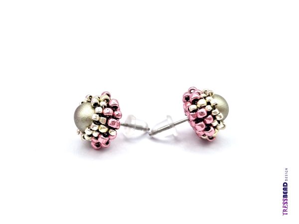 Pink / Satin Sage Stud Earrings - Image 3