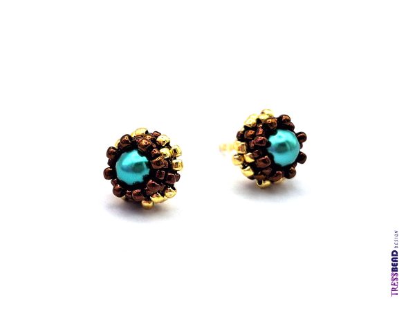 Petrol Beaded Stud Earrings - Image 4