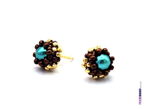 Petrol Beaded Stud Earrings - Image 5