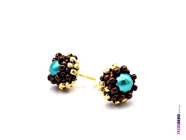 Petrol Beaded Stud Earrings - Image 6