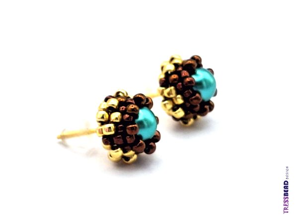 Petrol Beaded Stud Earrings - Image 3