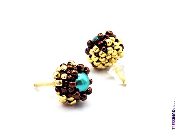 Petrol Beaded Stud Earrings - Image 2