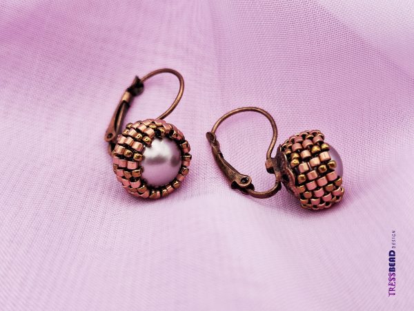 Beaded Pearl Copper Earrings - Image 2