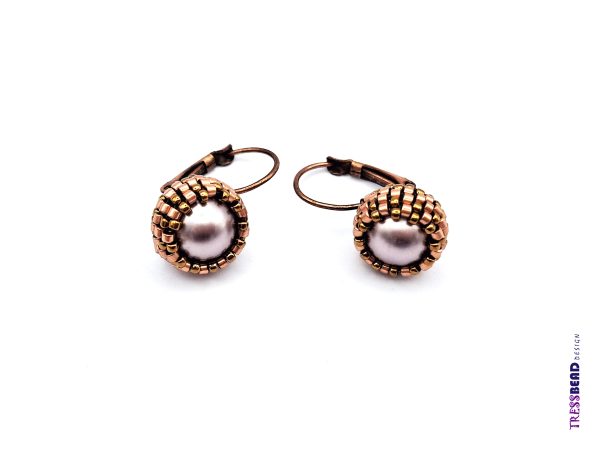 Beaded Pearl Copper Earrings - Image 3