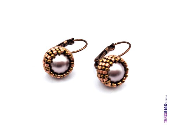 Beaded Pearl Copper Earrings - Image 5