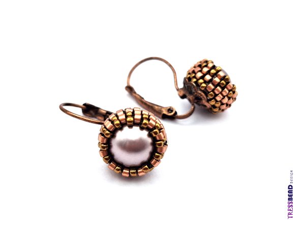 Beaded Pearl Copper Earrings - Image 6