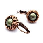 Olive Green Beaded  Earrings