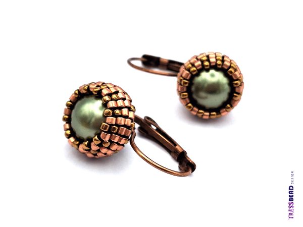 Olive Green Beaded  Earrings