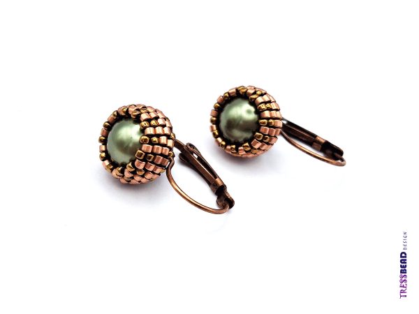 Olive Green Beaded  Earrings - Image 2