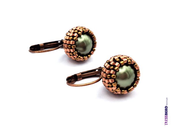 Olive Green Beaded  Earrings - Image 6