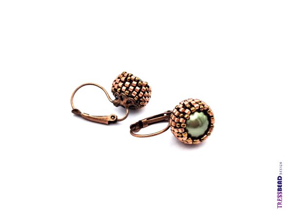 Olive Green Beaded  Earrings - Image 7