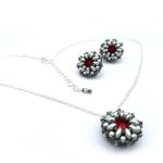 Silver/Red Beaded Set