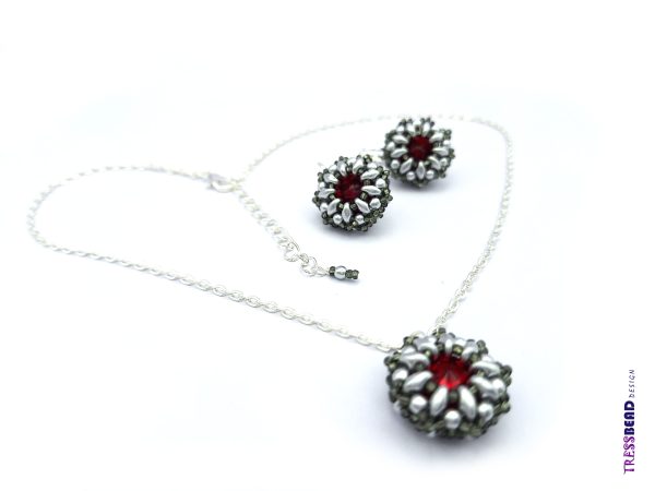 Silver/Red Beaded Set