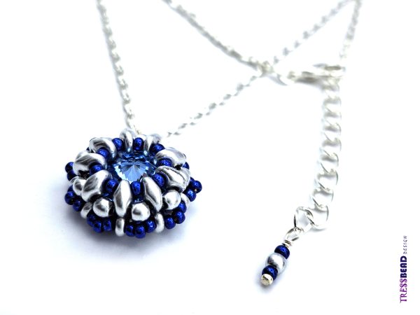 Navy Blue Beaded Pendant - Image 2