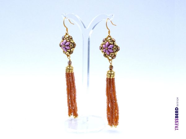 beaded bead earrings with tassel