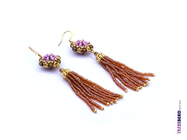 beaded bead earrings with tassel