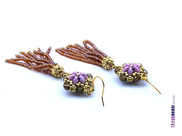 beaded bead earrings with tassel