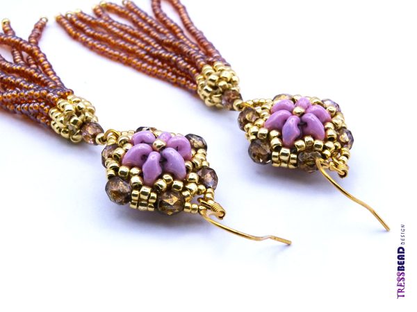 beaded bead earrings with tassel