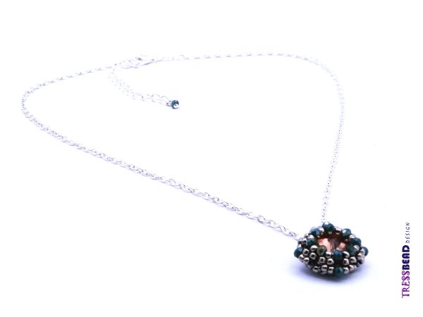 peach crystal rivoli beaded pendant necklace