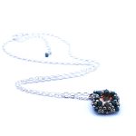 peach crystal rivoli beaded pendant necklace