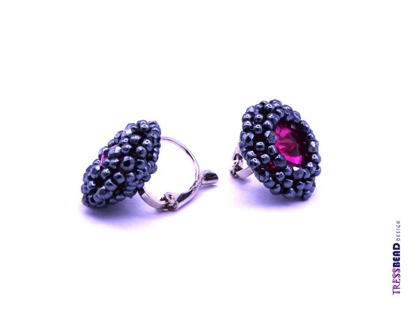 fuchsia-beaded-lever-bac-earrings