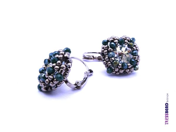 Crystal Clear rivoli beaded lever back earrings