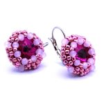 pink beaded leverback earrings