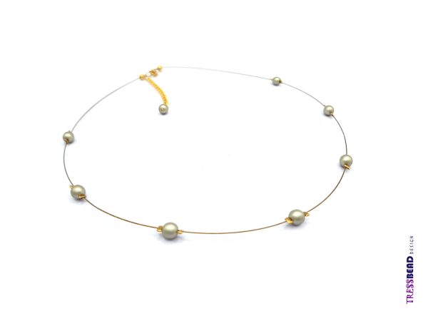 Minimalist Satin Sage Bead Necklace - Image 2