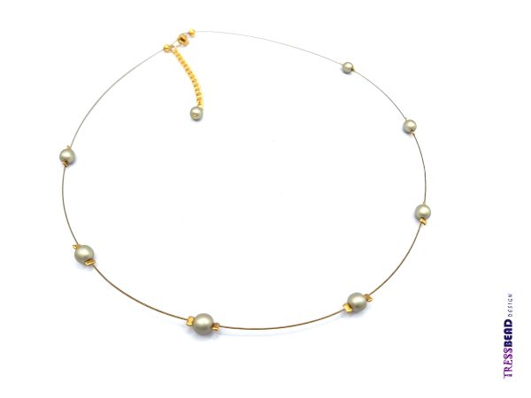 Minimalist Satin Sage Bead Necklace - Image 3