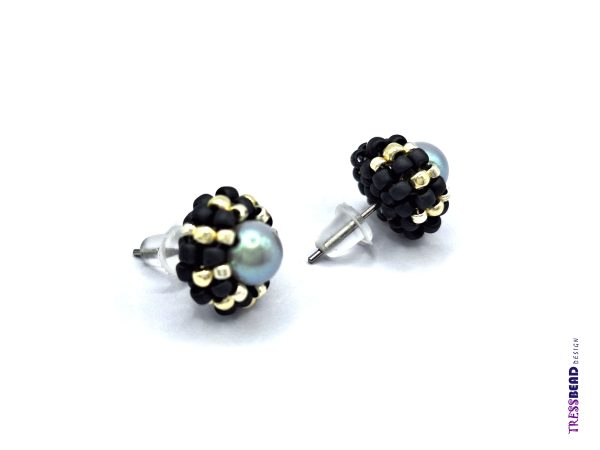 Unique Design Beaded Stud Earrings - Image 3