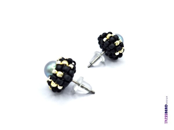 Unique Design Beaded Stud Earrings - Image 4