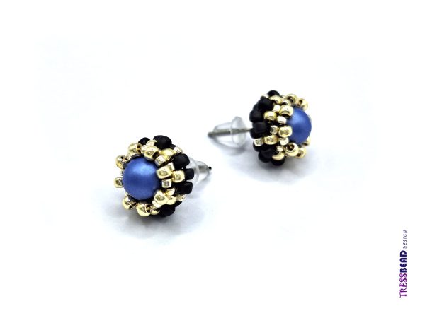 Blue Beaded Stud Earrings - Image 4